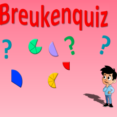 Screenshot van Breukenquiz. Een multiple choice spel om breuken te oefenen.
